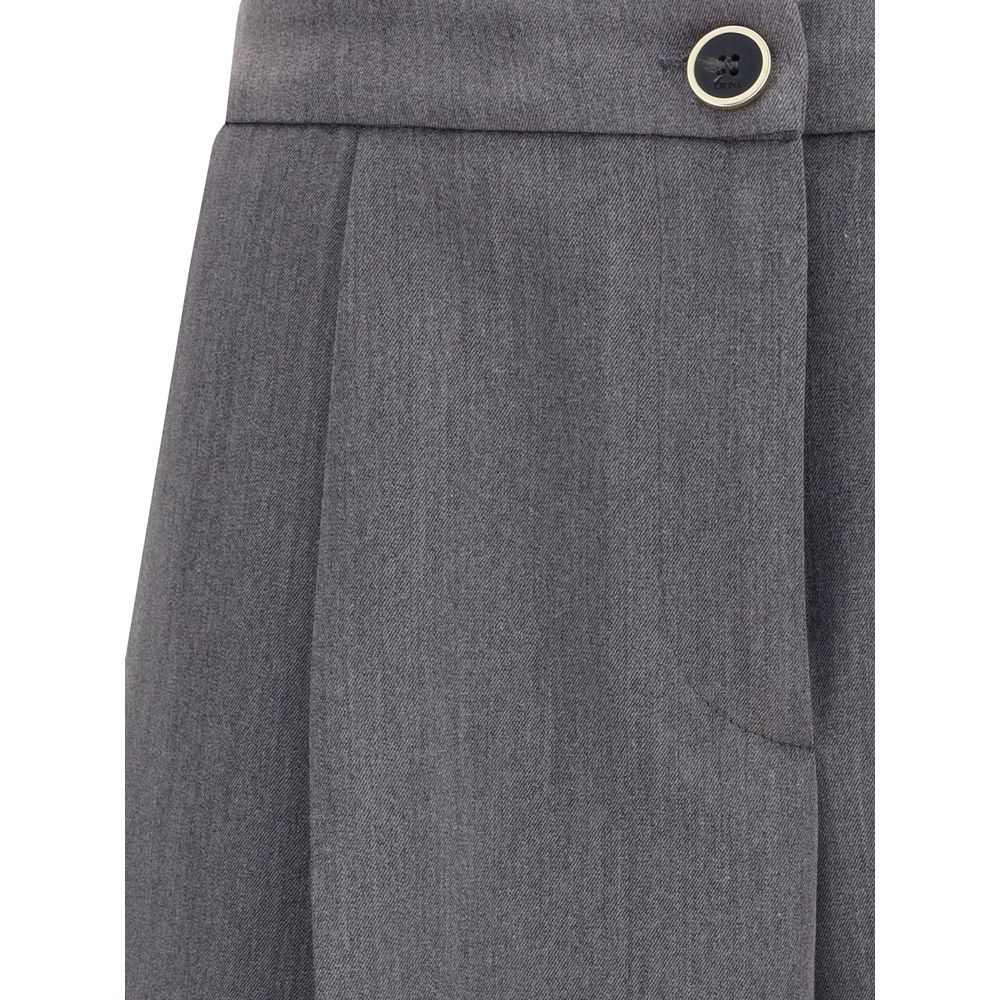 Gray Polyester Casual Pants