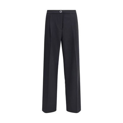 Black Polyester Casual Pants