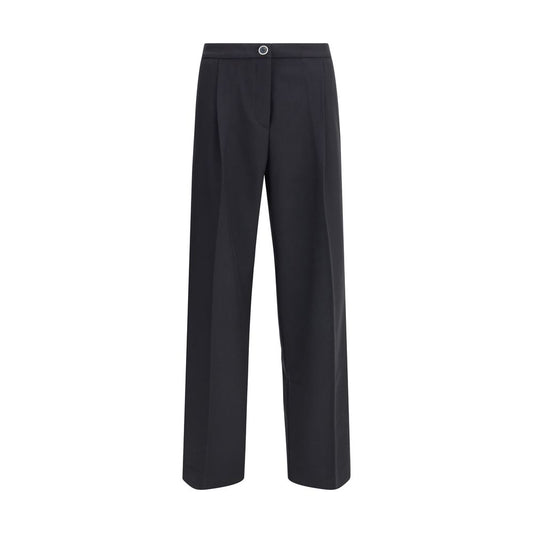 Black Polyester Casual Pants