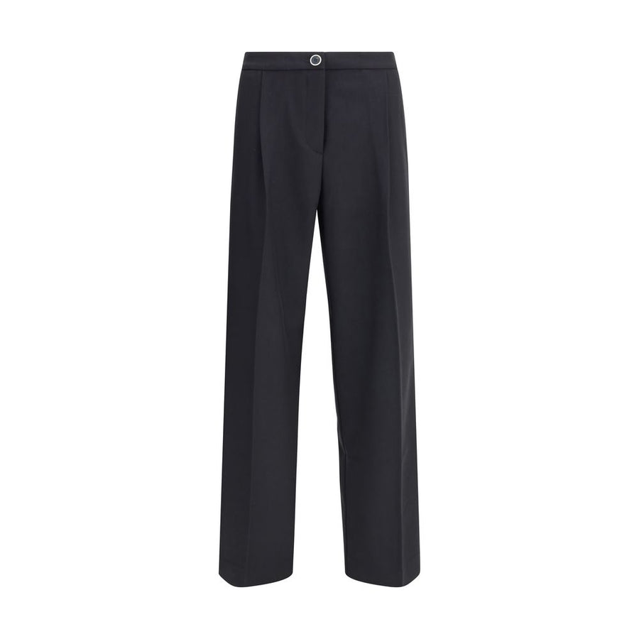 Black Polyester Casual Pants