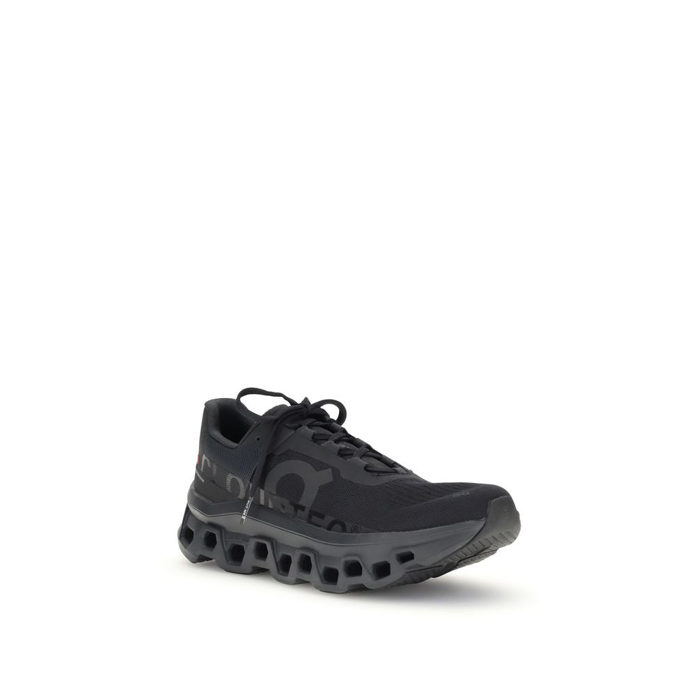 Black Polyester Athletic Sneakers