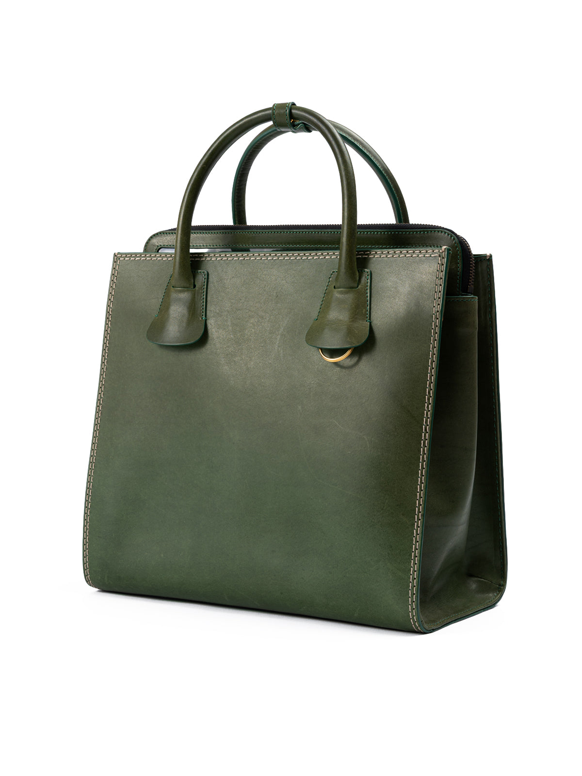 Green Leather Tote Bag
