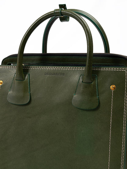 Green Leather Tote Bag