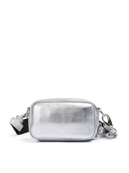 Silver Paillettes and Leather Clutch Bag