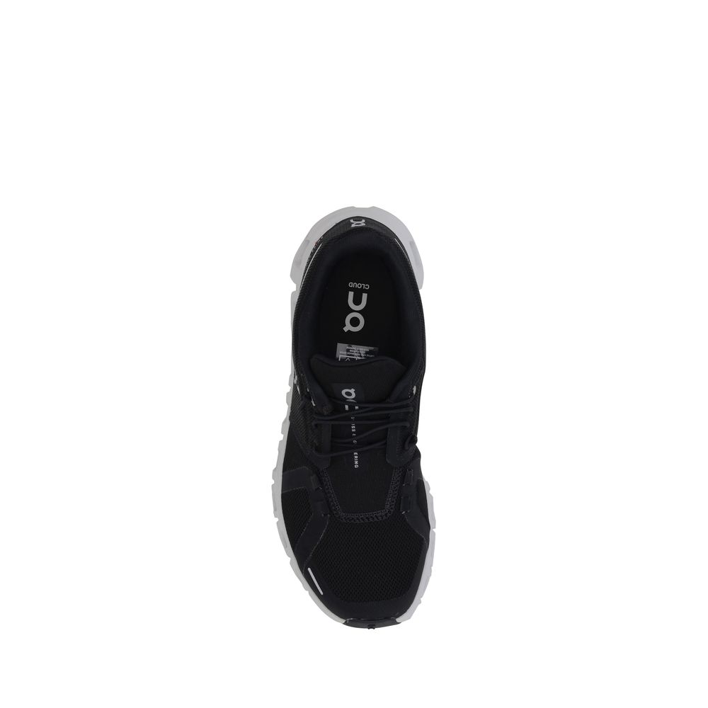 Black Polyester Athletic Sneakers