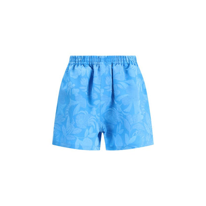Blue Viscose Bermuda Shorts