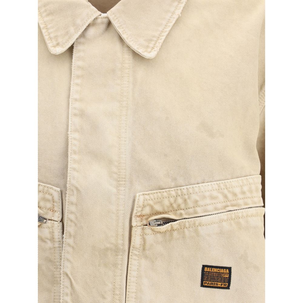 Beige Cotton Denim Jacket