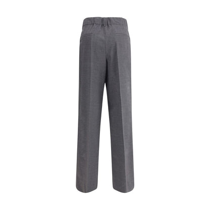 Gray Elastane Casual Pants