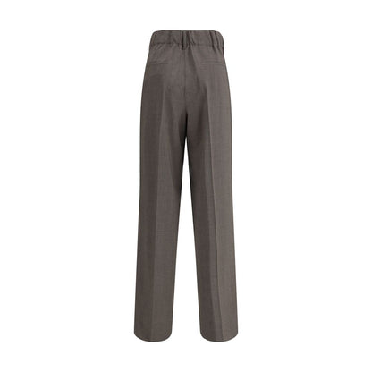 Gray Elastane Dress Pants