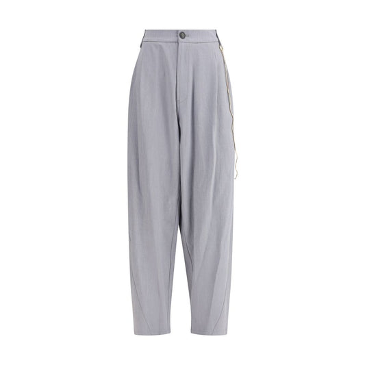 Gray Polyester Casual Pants