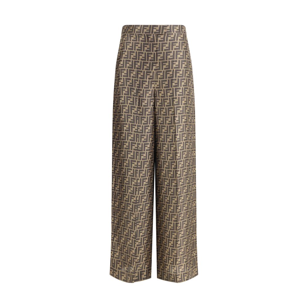 Brown Silk Casual Pants