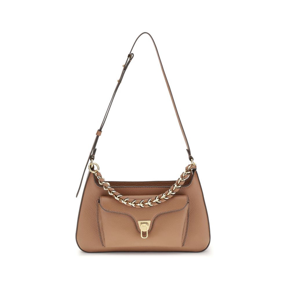 Beige Calf Leather Bos Taurus Shoulder Bag