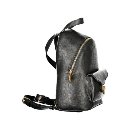 Black Leather Women Backpack