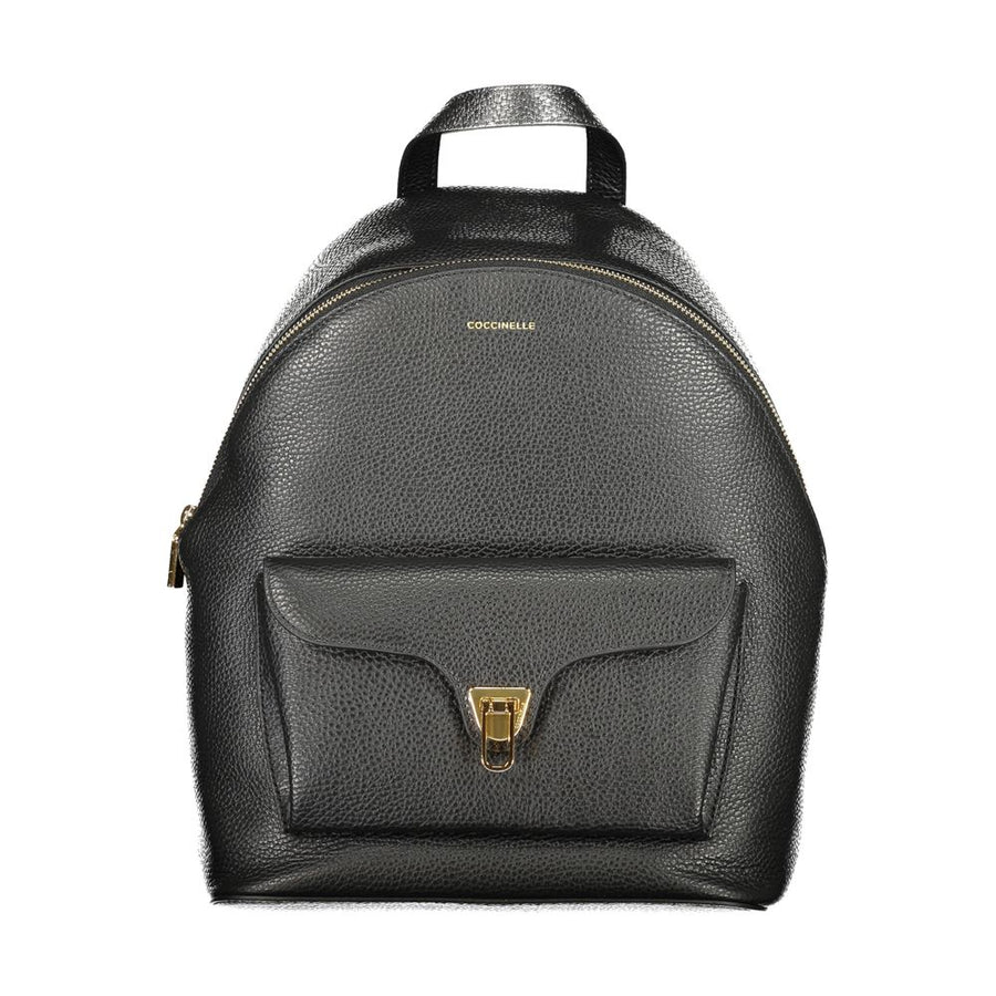 Black Leather Women Backpack