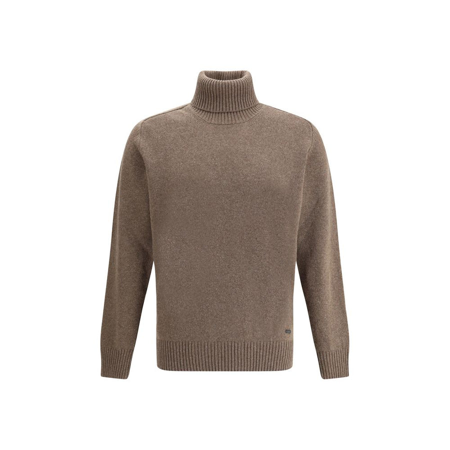Brown Fleece Wool Turtleneck