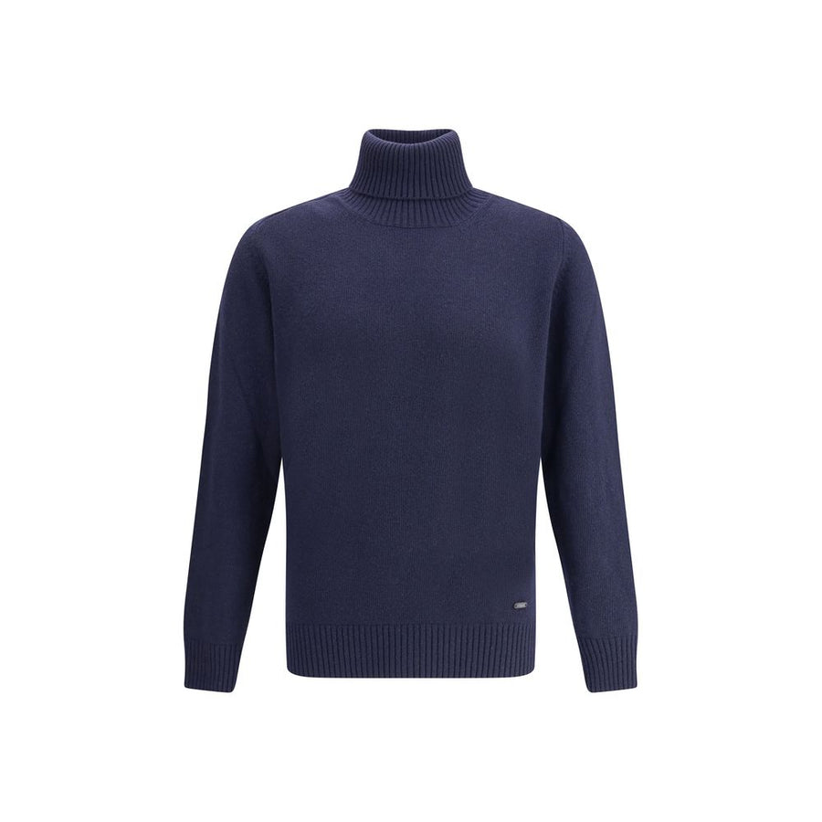 Blue Fleece Wool Turtleneck