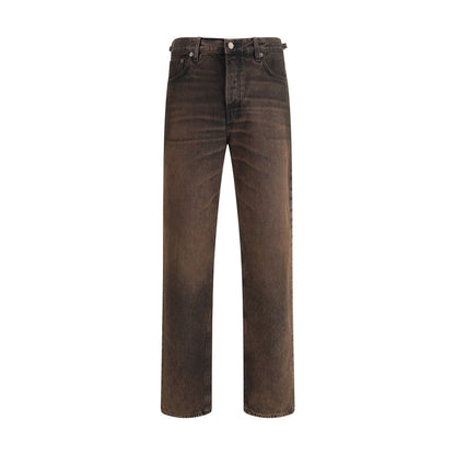Brown Cotton Relaxed Fit Jeans