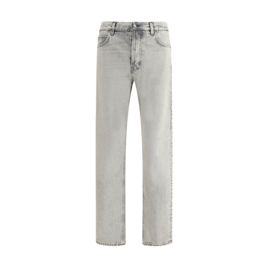 Light Blue Cotton Straight-Leg Jeans