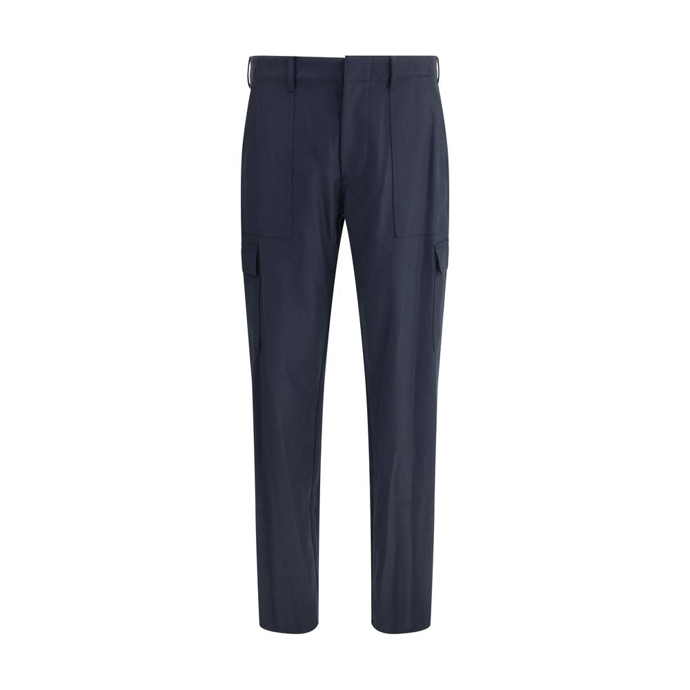 Blue Wool Cargo Pants