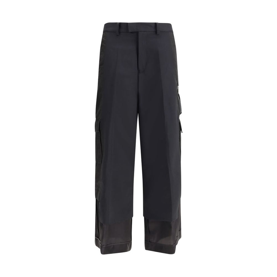 Black Polyester Cargo Pants