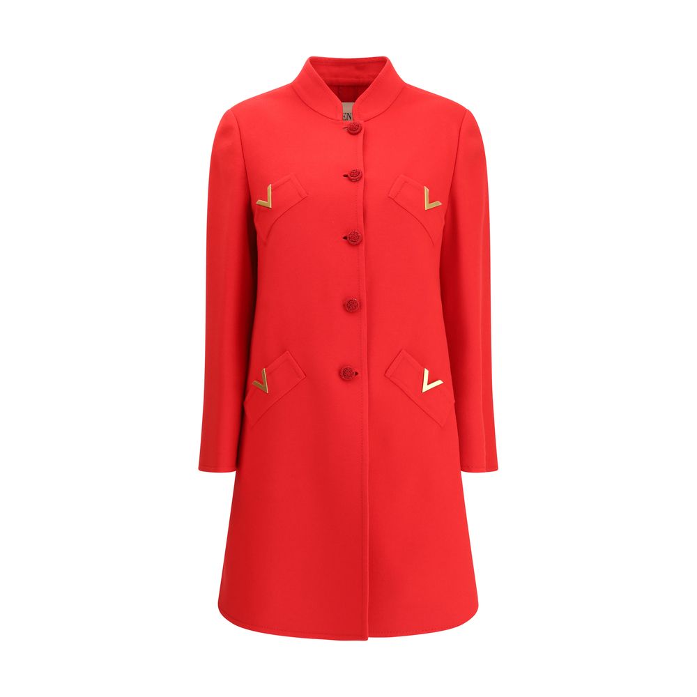 Red Fleece Wool Coat
