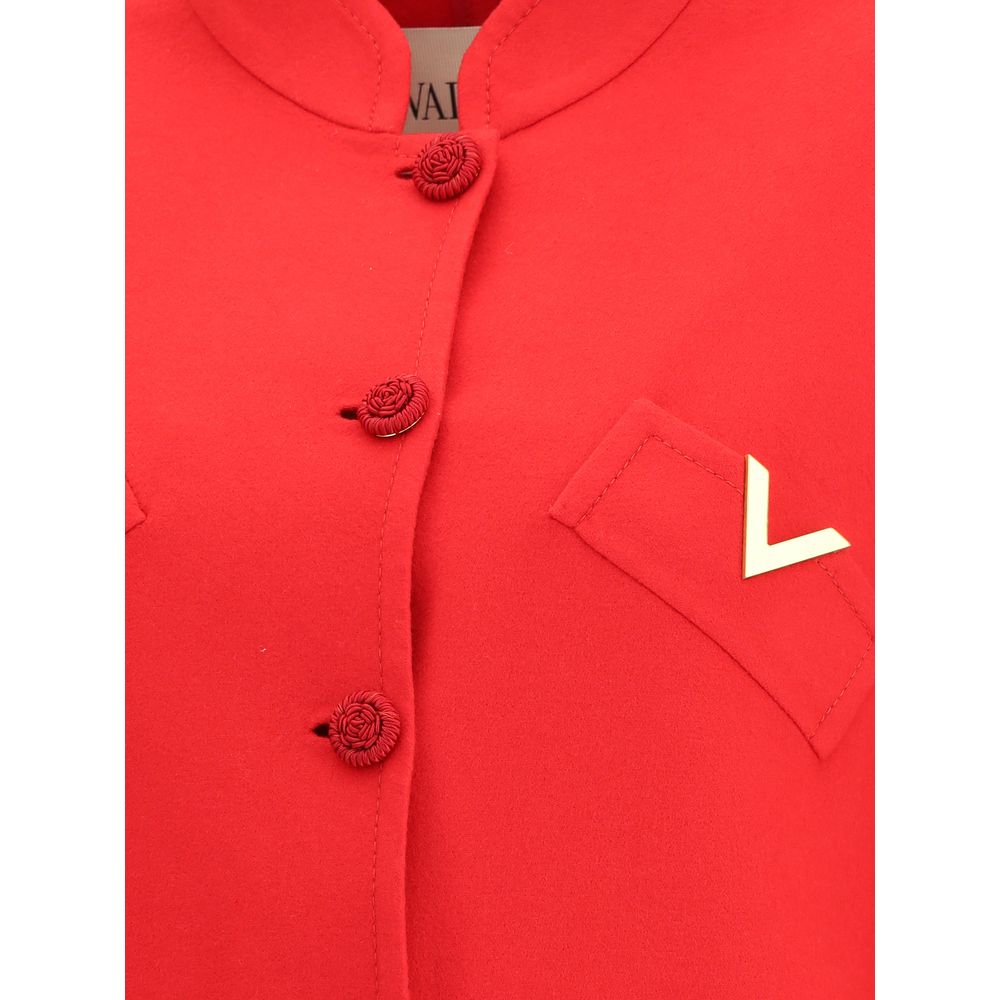 Red Fleece Wool Coat