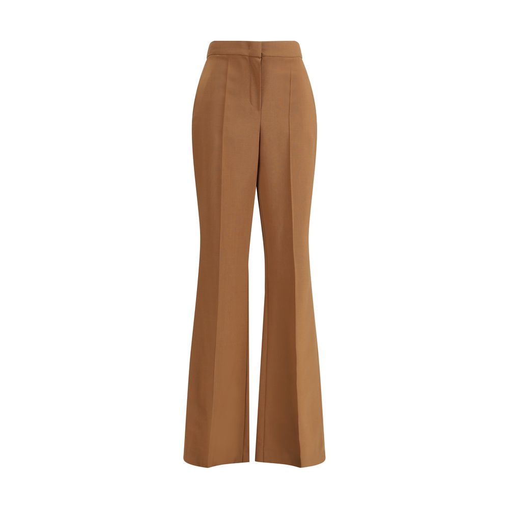 Brown Wool Flared Pants
