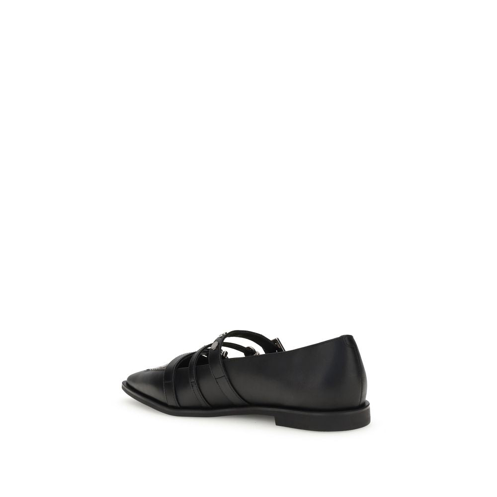 Black Calf Leather Bos Taurus Ballet Flats