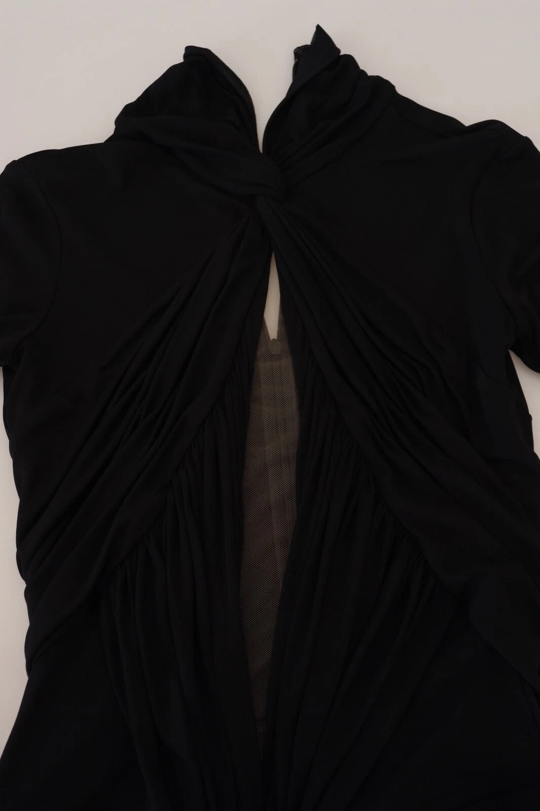 Black Viscose Long Sleeves Cut Out Mini Dress