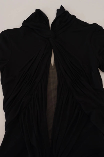 Black Viscose Long Sleeves Cut Out Mini Dress