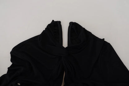 Black Viscose Long Sleeves Cut Out Mini Dress