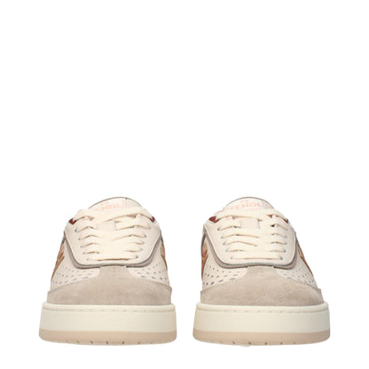 Beige Leather Low Top Sneakers