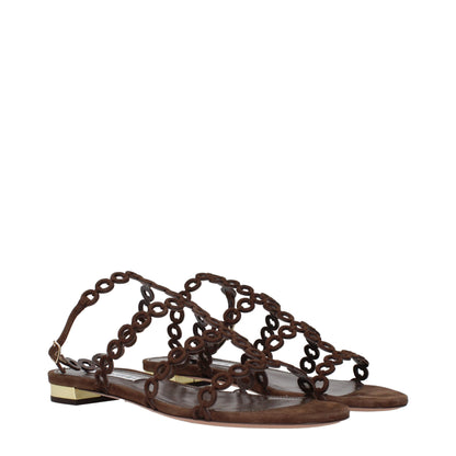 Brown Leather Flat Sandals