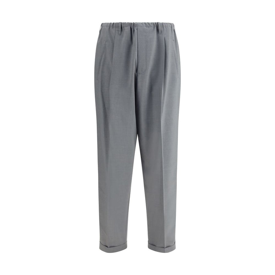Gray Polyester Casual Pants