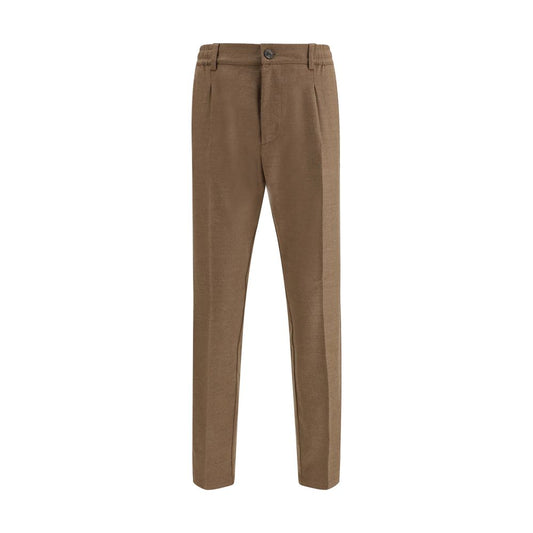 Brown Fleece Wool Casual Pants