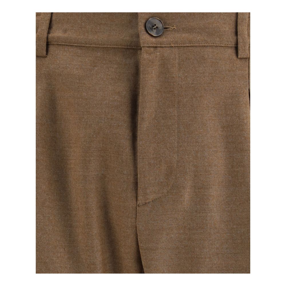 Brown Fleece Wool Casual Pants