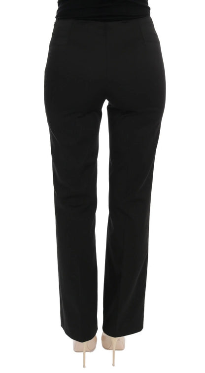 Black Stretch Straight Fit Dress Trousers Pants