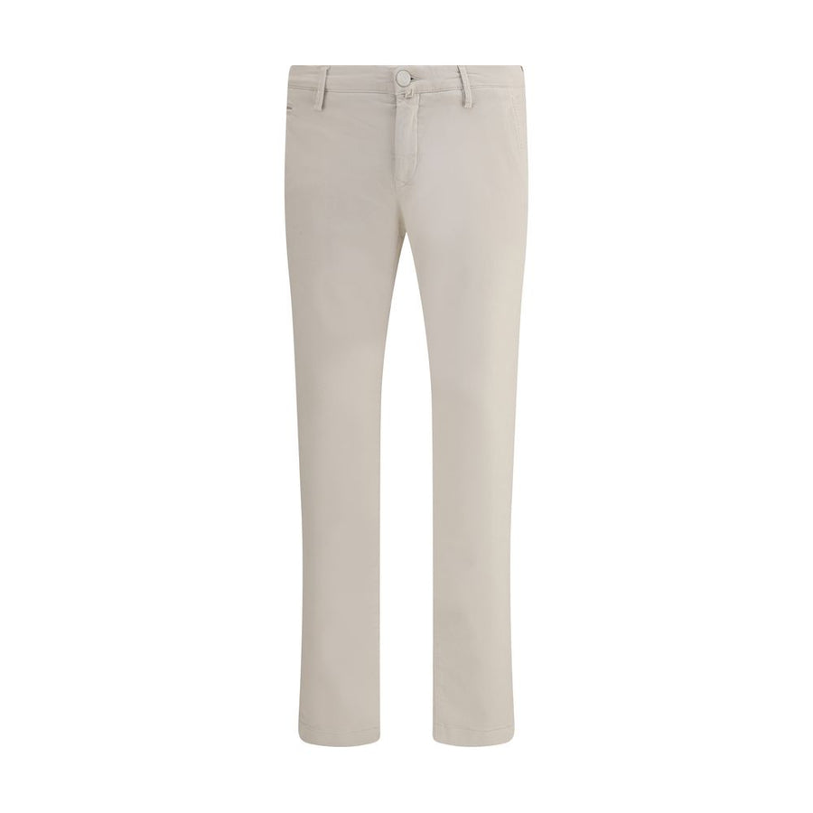 Beige Cotton Casual Pants