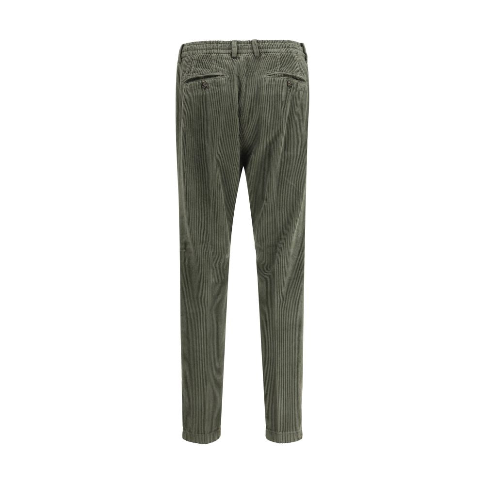 Green Cotton Casual Pants
