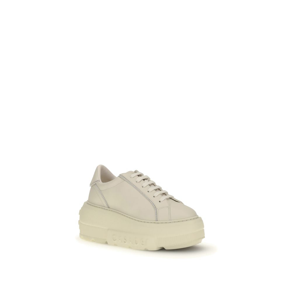 White Rubber Platform Sneakers
