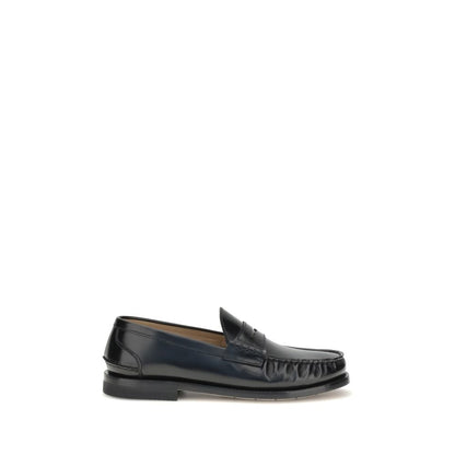 Black Calf Leather Bos Taurus Slip-On Loafers