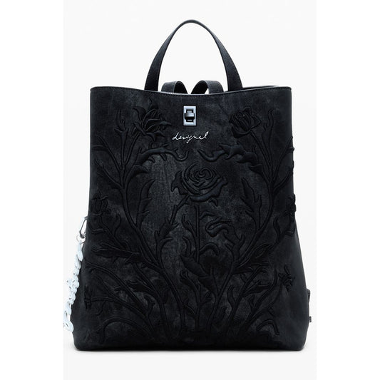 Black Polyethylene Women Backpack