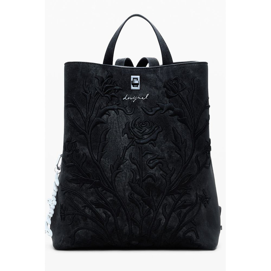 Black Polyethylene Women Backpack