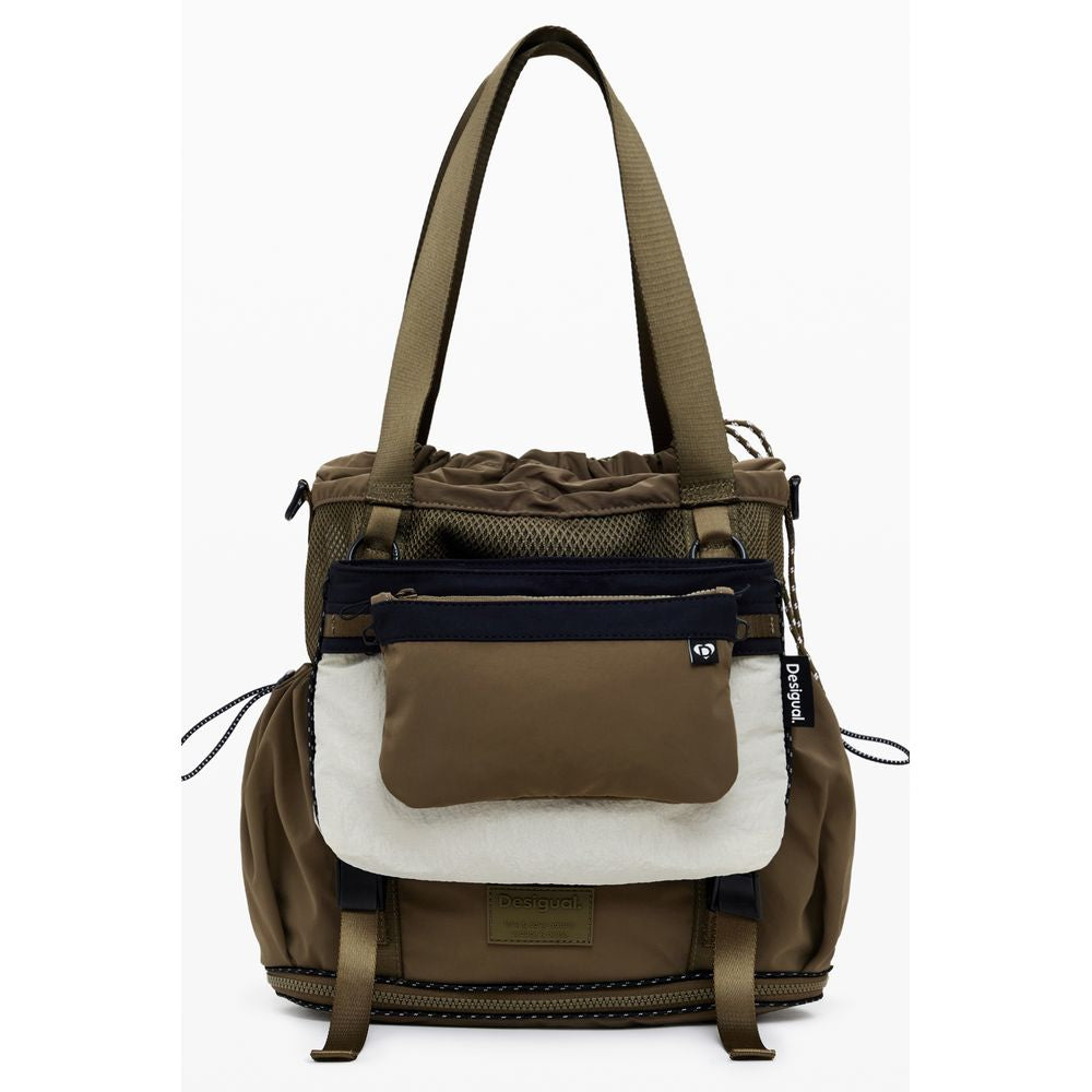 Green Polyester Women Convertible Handbag