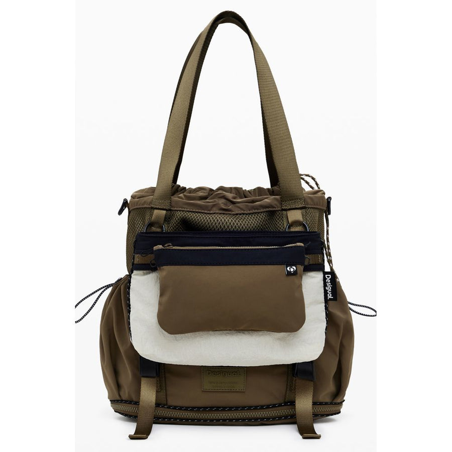 Green Polyester Women Convertible Handbag