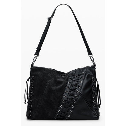 Black Polyethylene Women Handbag