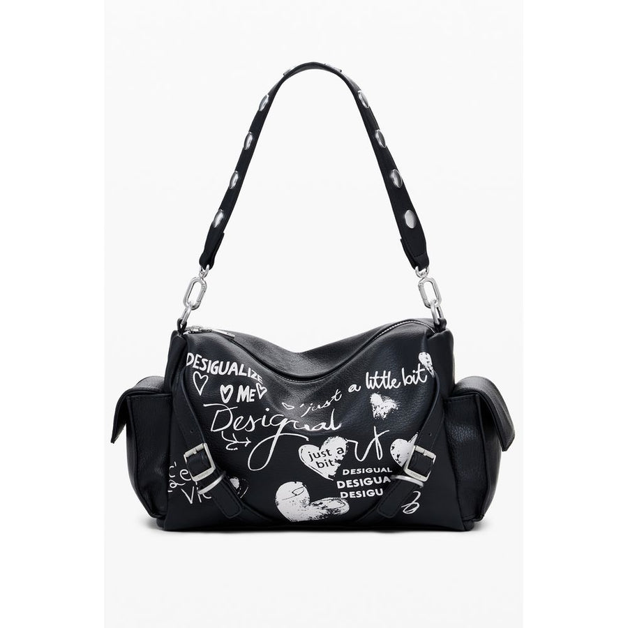 Black Polyethylene Women Handbag