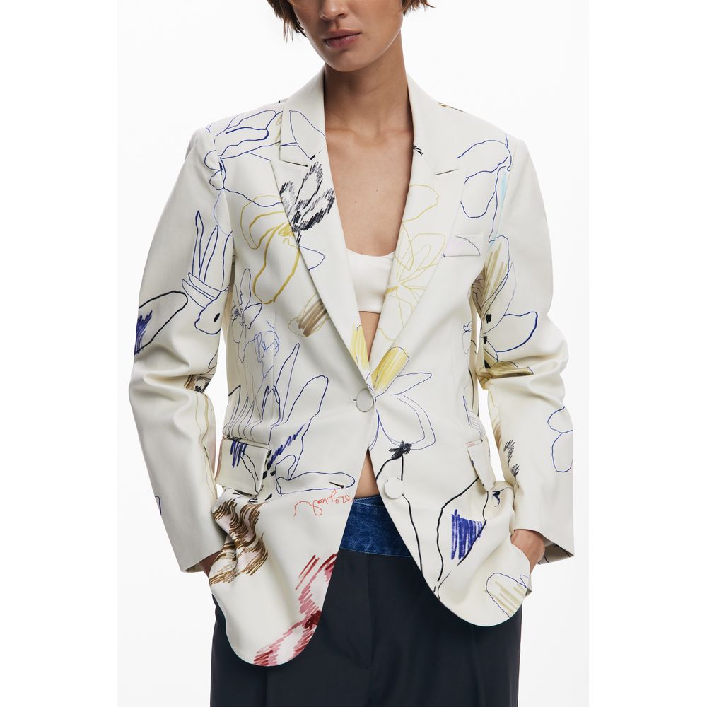 White Polyester Women Jacket