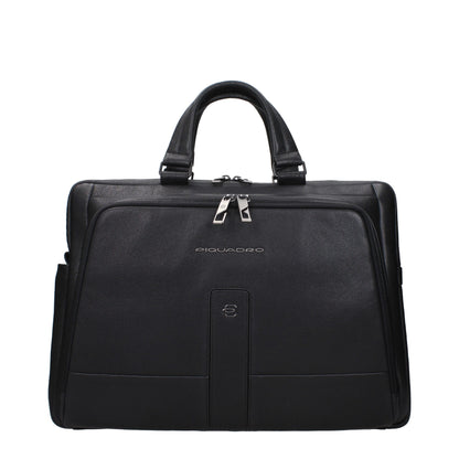 Black Leather Business And Laptop Bag