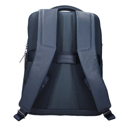 Blue Leather Backpack